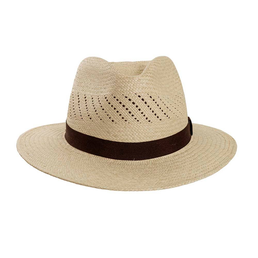 Natural Genuine Vented Panama Straw Fedora Hat - Style Tulum for wholesale on Faire8