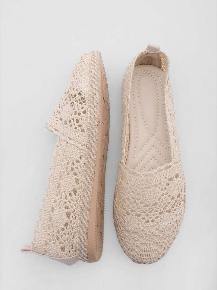 Beige Lerin Braided Lacy Espadrilles for wholesale on Faire5