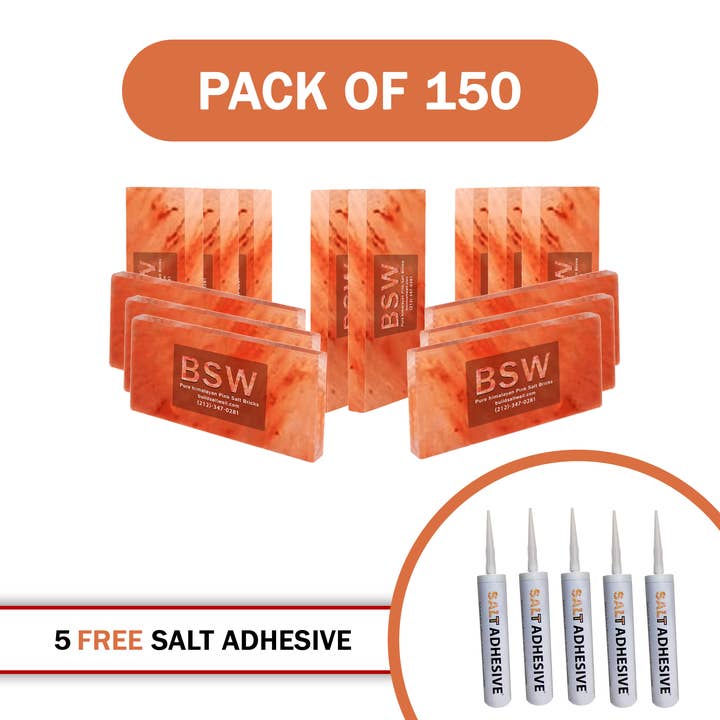 Himalayan Pink Salt Tiles For Sauna- Pack of 150 With 5 Free Salt Adhesive for wholesale by Build Salt Wall