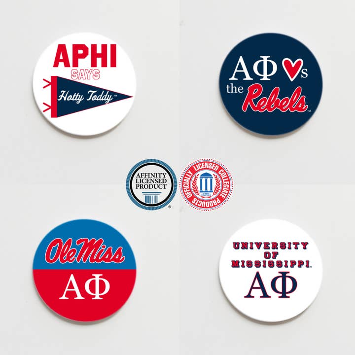 Boutons Alpha Phi d'Ole Miss pour la vente par Good Vibez Collegiate