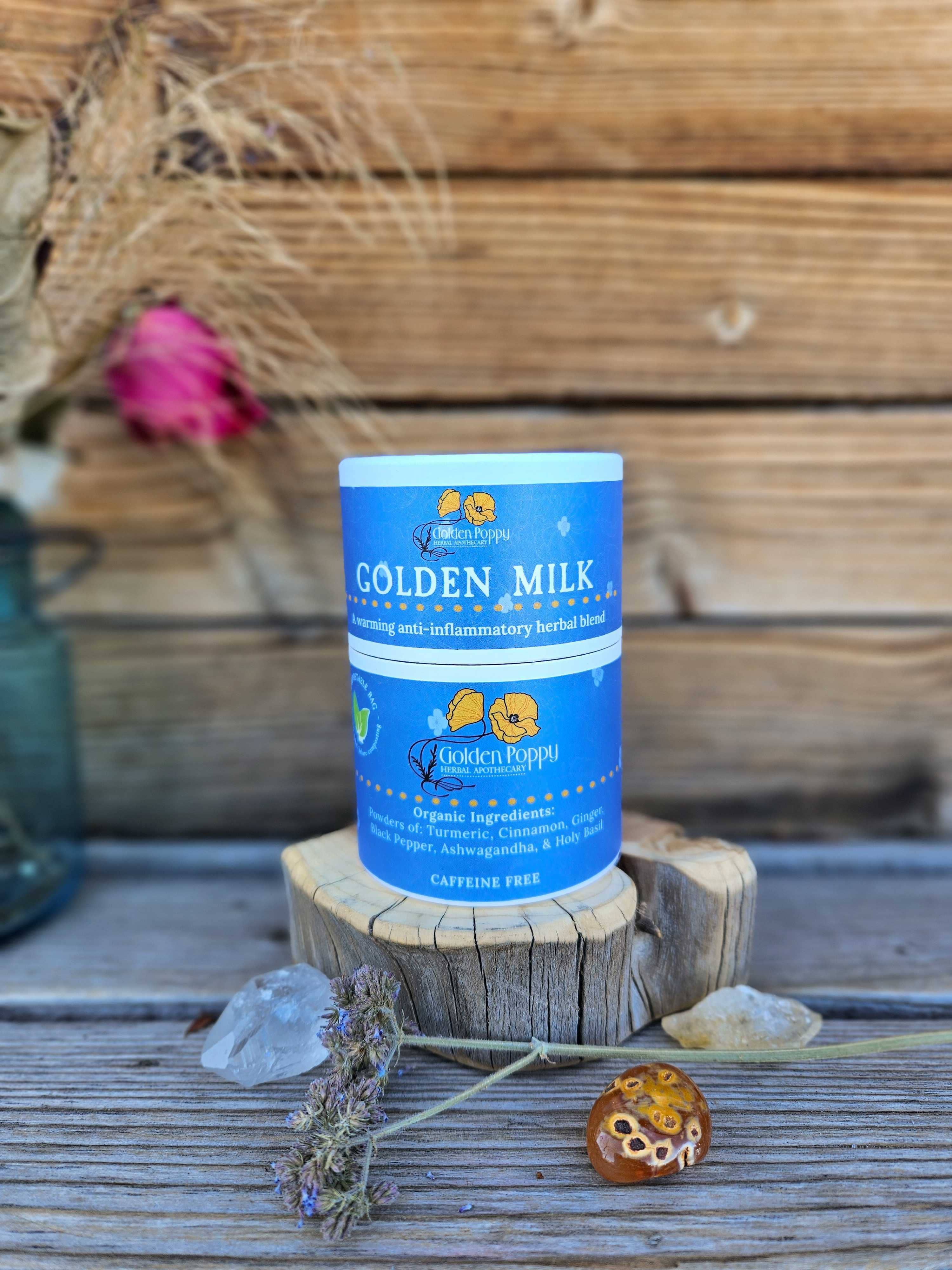 Golden Poppy Herbal Apothecary - Wholesale Powdered Health Drink - Golden Milk Powder, 100 g Tube