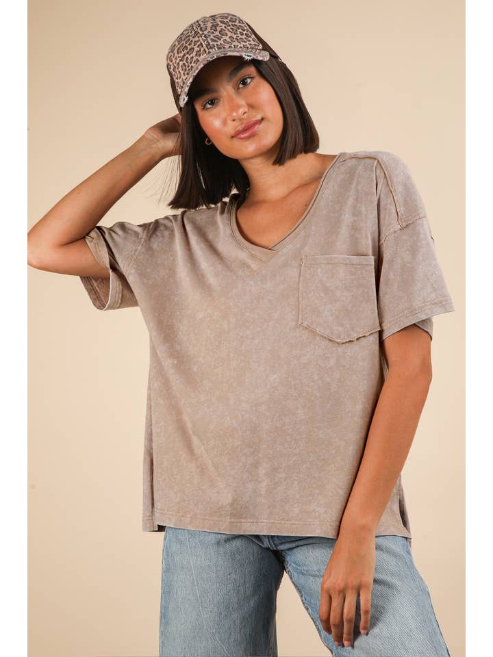 VERY J – Top de malha - Mulher por atacado – NT11966-Top de Malha com Decote em V Lavado a Mineral22