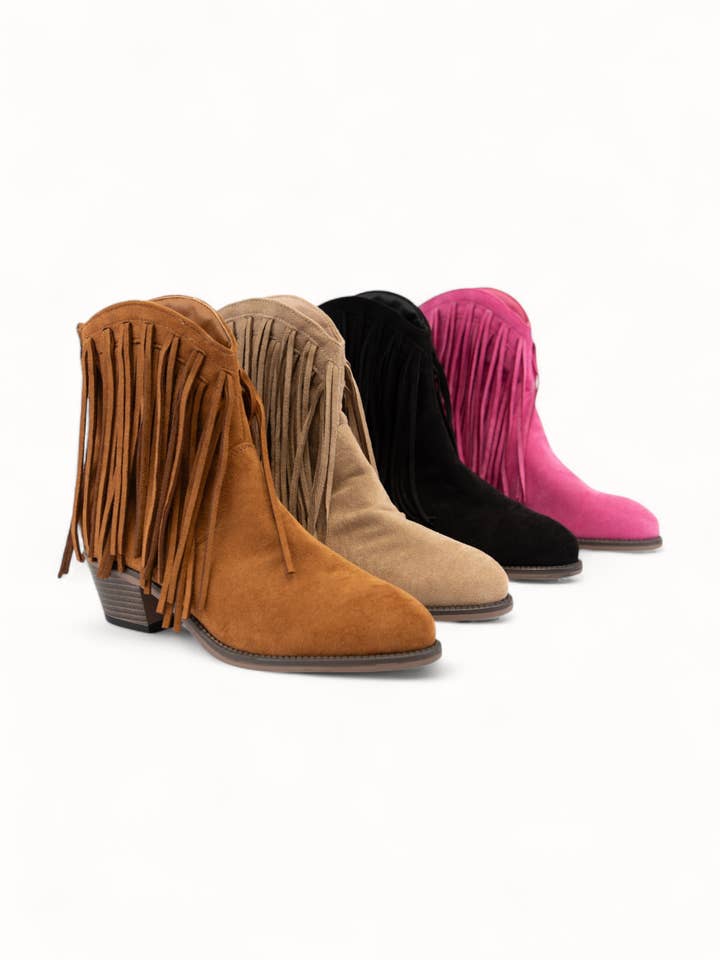 NOBLE-01 BOTTINE OCCIDENTALE AVEC DÉTAILS À FRANGES pour la vente par CCOCCI