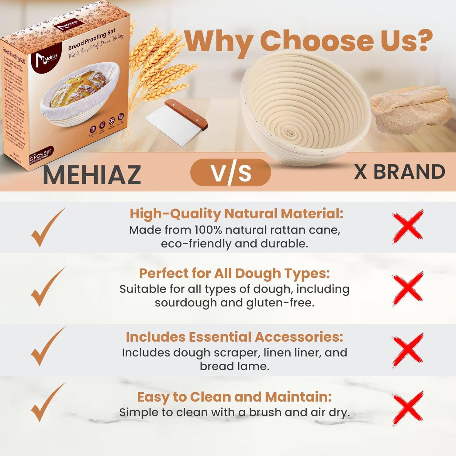 MEHIAZ - Wholesale Bread Pan - Bread Proofing Basket -Round Bread Proofing basket Box6