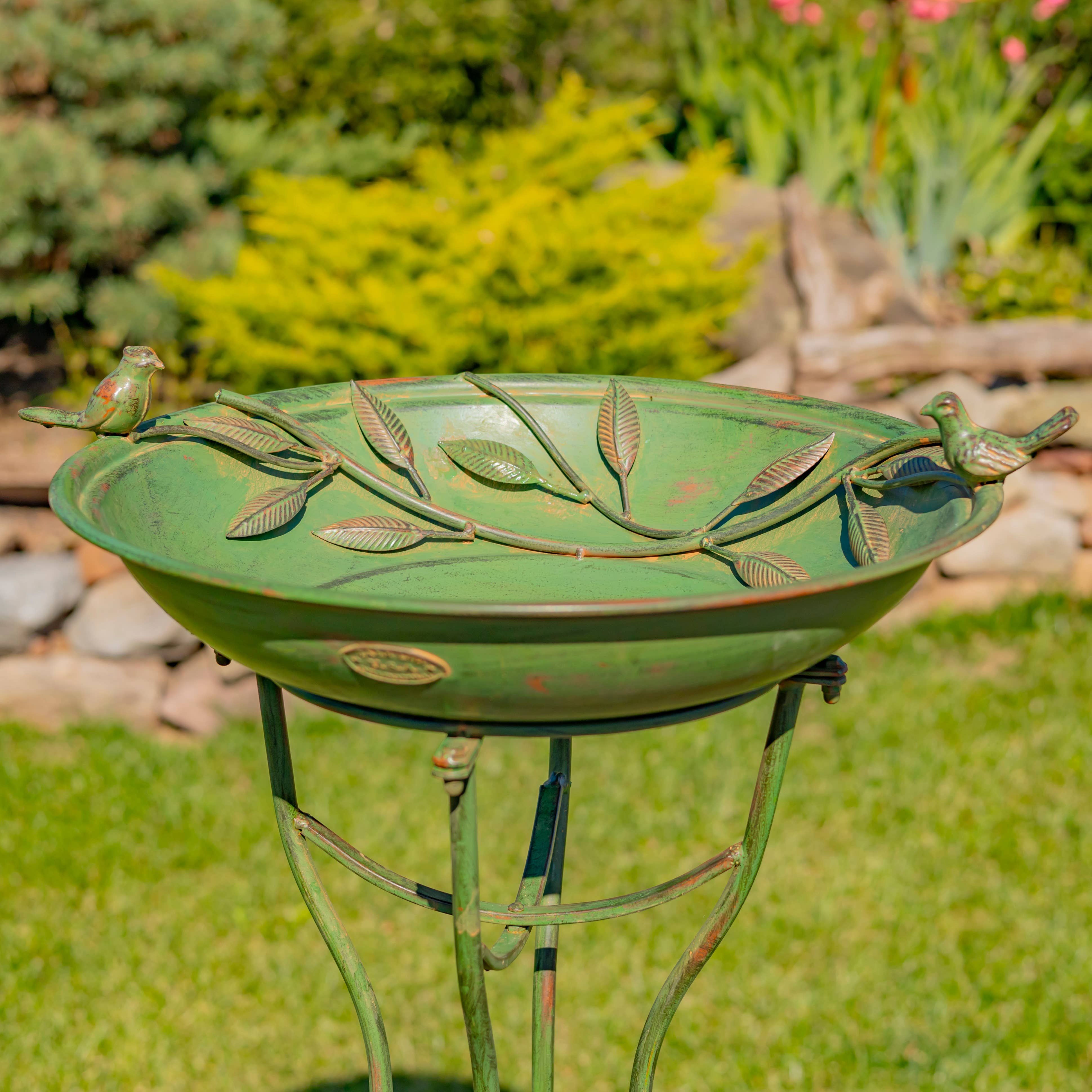 Zaer Ltd. International - Wholesale Bird Bath - "Two Birds" Iron Birdbath - 3 Color Options17