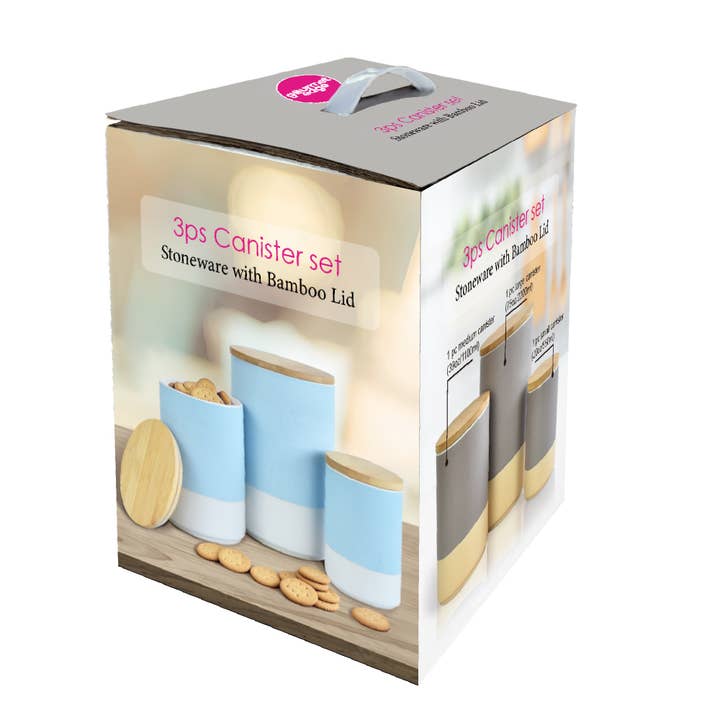 ARTONUSA - Wholesale Food Storage Container - Ceramic Canister Set with Airtight Wood Lids - 3-Piece set9