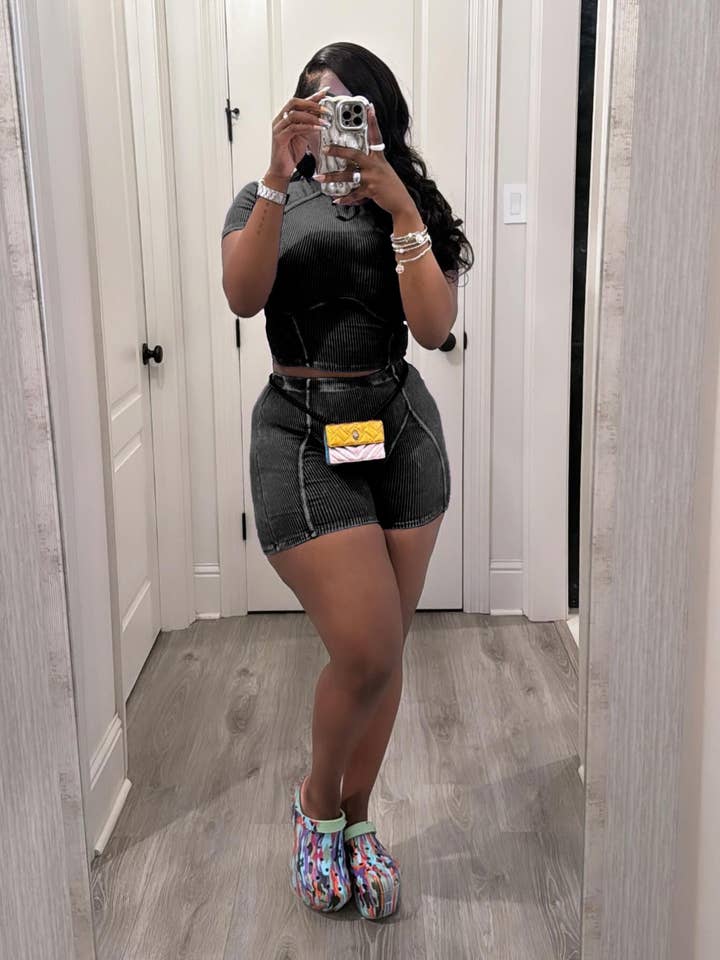 MB Fashion Wholesale - Wholesale Top & Short Set (NOT Loungewear) - Women's - MB FASHION WASHED RIBBED HIGH QUALITY SHORTS 2 PCS SET 4020LY23