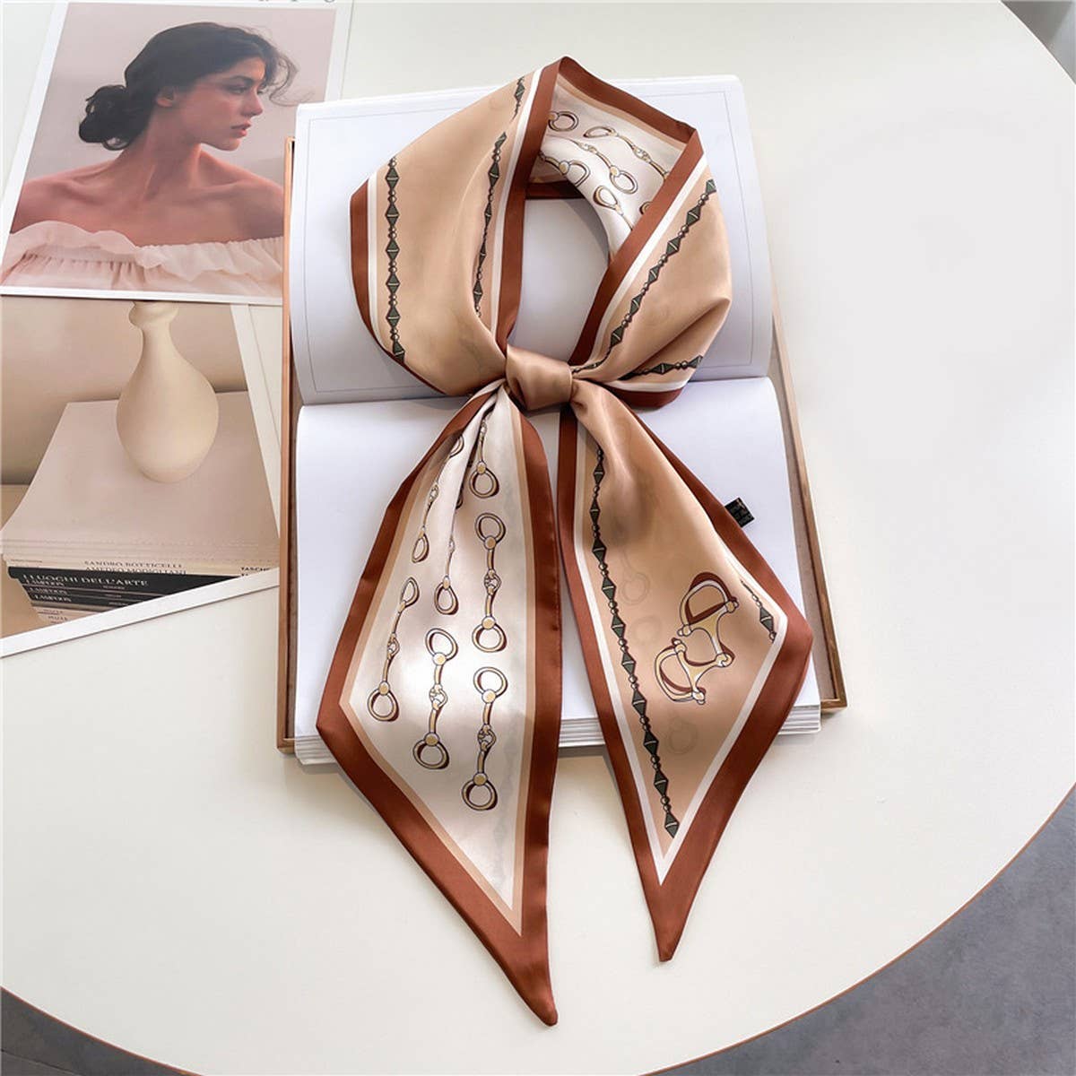 ACCITY - Wholesale Head Scarf - Women's - FASHIONABLE DOUBLE-LAYER RIBBON ANGLED HEAD SCARF_CWASC151518