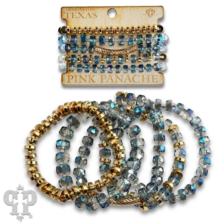 Pink Panache Brands - Wholesale Beaded Bracelet - Faceted heishi bead bracelet with twisted tube bead feature7