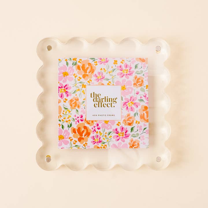 The Darling Effect - Wholesale Picture Frame - Square Scalloped Acrylic Frame-Clear
