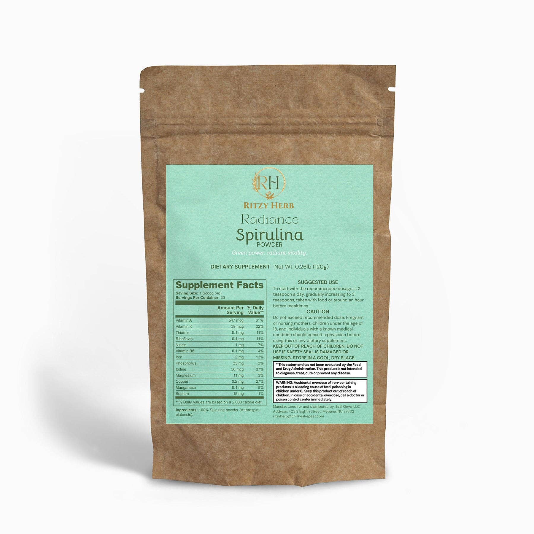 Ritzy Herb – wholesale Protein/superfood powder – Radiance Spirulina Powder0