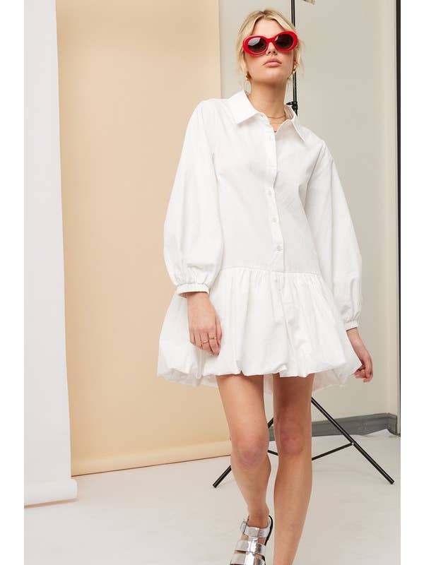 ILLA ILLA - Wholesale Dress - Women's - Shirt Bubble Hem Mini Dress17