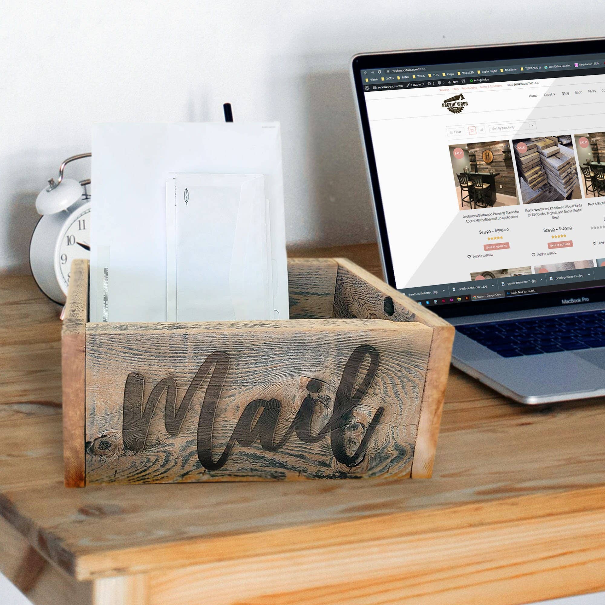 Rockin'Wood - Wholesale Decorative Box - Rustic Reclaimed Wood Box For Mail – Laser Engraved Box6