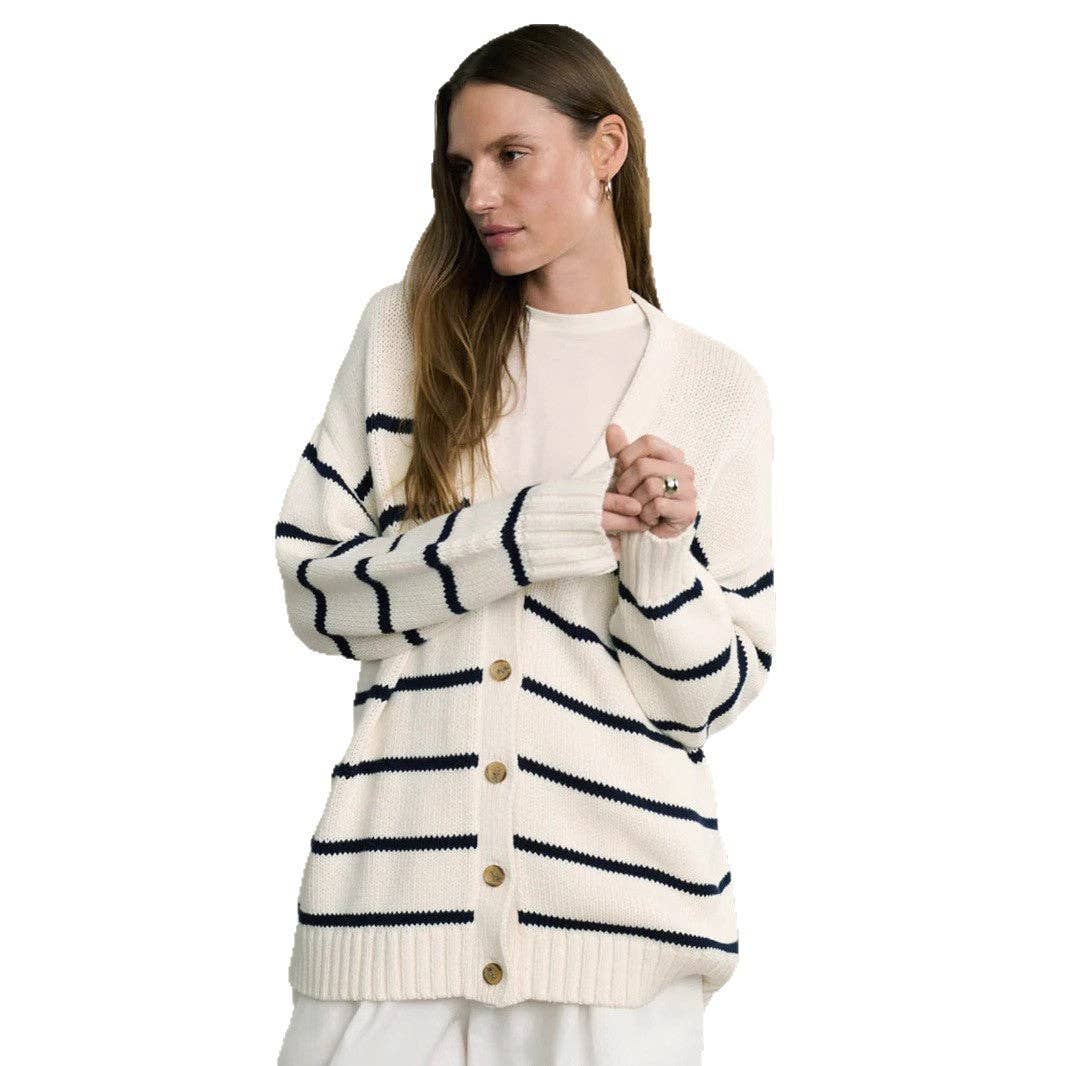 Marayn - Vente Cardigan – femme - Cardigan tricoté à rayures femme, mode européenne automne 20251