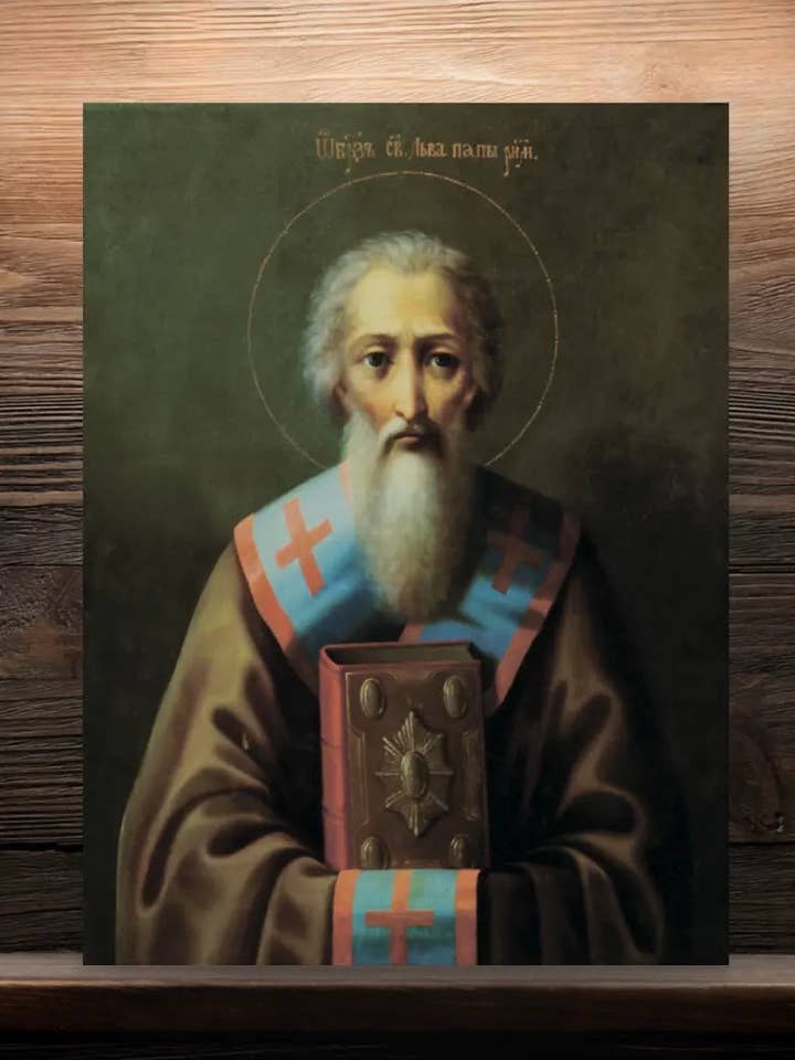 Saint Pope Leo the Great Orthodox Wooden Icon for wholesale by Iconsofsaints