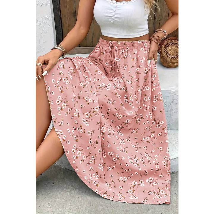 Supreme Fashion - Wholesale Skirt – Women’s - Plus Size Floral Breeze Drawstring Long Skirt4
