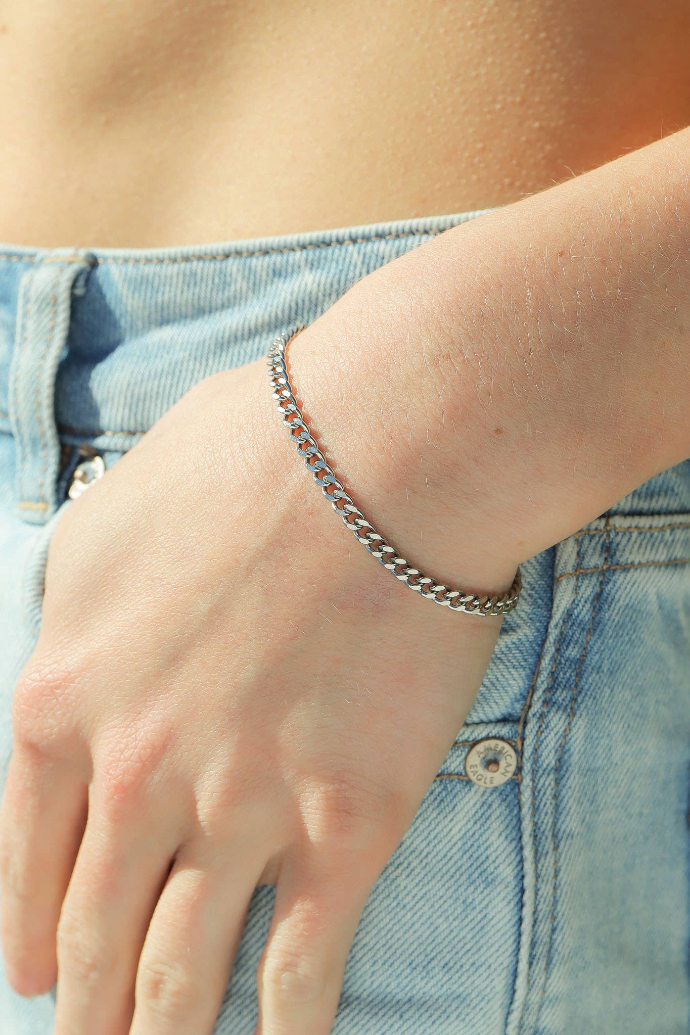WJW - Wholesale Link & Chain Bracelet - Stainless Steel Diamond Cut Curb Chain Bracelet5