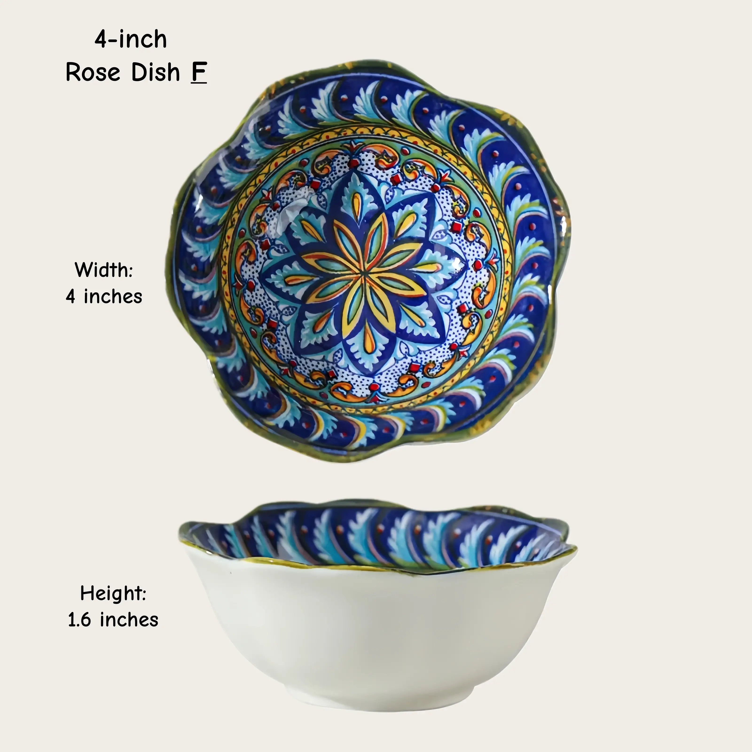 Otterware - Vente Bols à condiments/sauces - Bols en céramique hexagonaux et roses marocains (10 cm)5