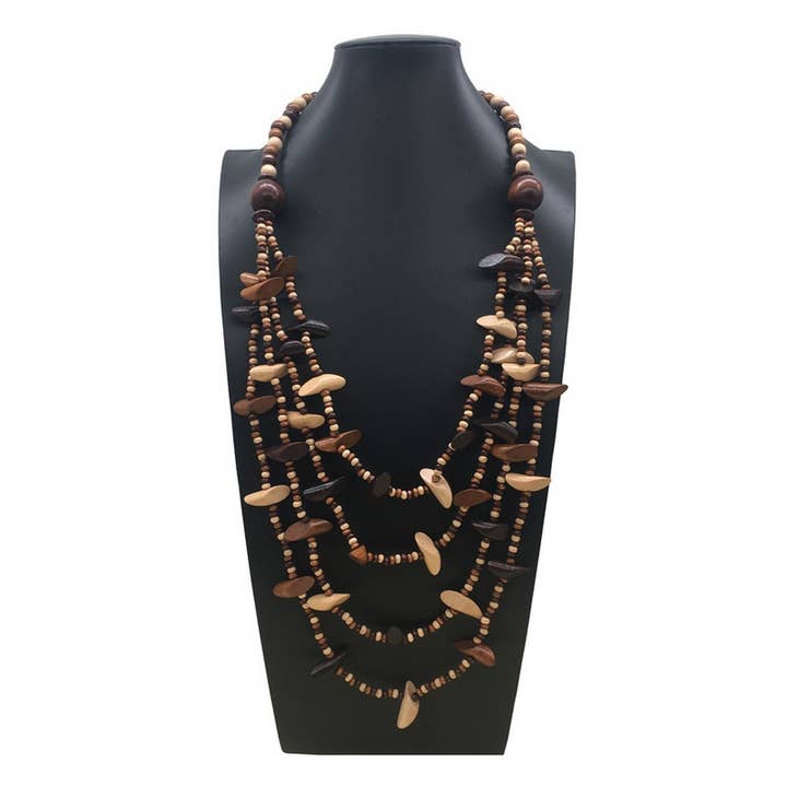 GEOMETRIC WOODEN BEADED LAYERED NECKLACE_CWMM4962 for wholesale by ACCITY