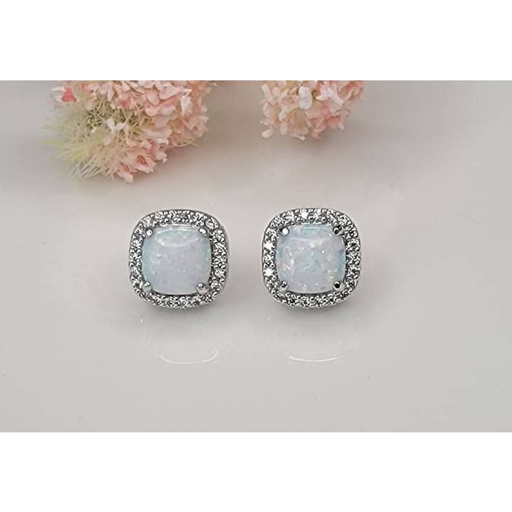 BETTYOH INC - Wholesale Stud/Post Earrings - LAB GROWN OPAL STUD EARRINGS.13