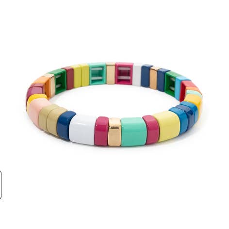 Malibu Sugar - Wholesale Beaded Bracelet - Assorted Colorful Tile Bracelets in Fall Color Hues!