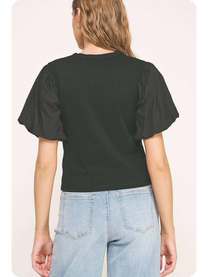 Strut & Bolt - Wholesale Blouse - Women's - Flower Embossed Puff Sleeve Tee Top16