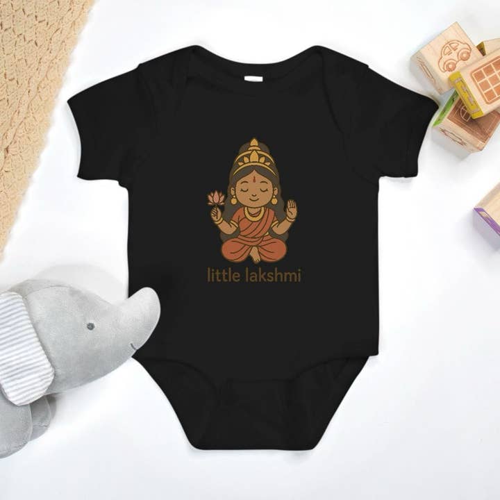 "Little Lakshmi" Babybody - Svart för wholesale av Smriti Designs Gift Shop