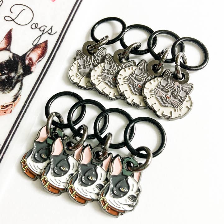 Firefly Notes - Wholesale Knitting/Crochet Supplies - Dogs and cats stitch marker pack, custom Firefly Notes ename4