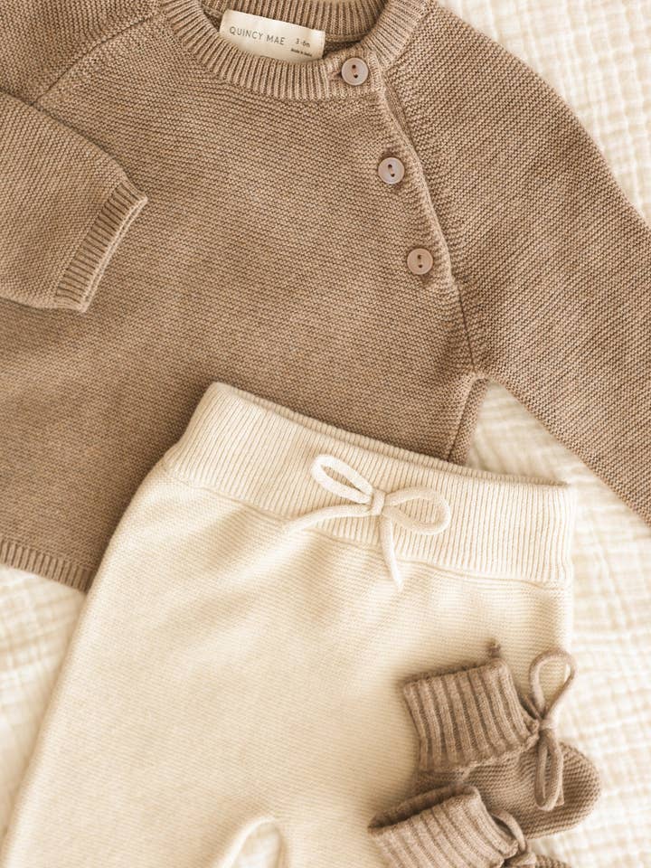 Quincy Mae - Wholesale Knit Sweater - Kids - Bailey Knit Sweater Heathered Mocha4