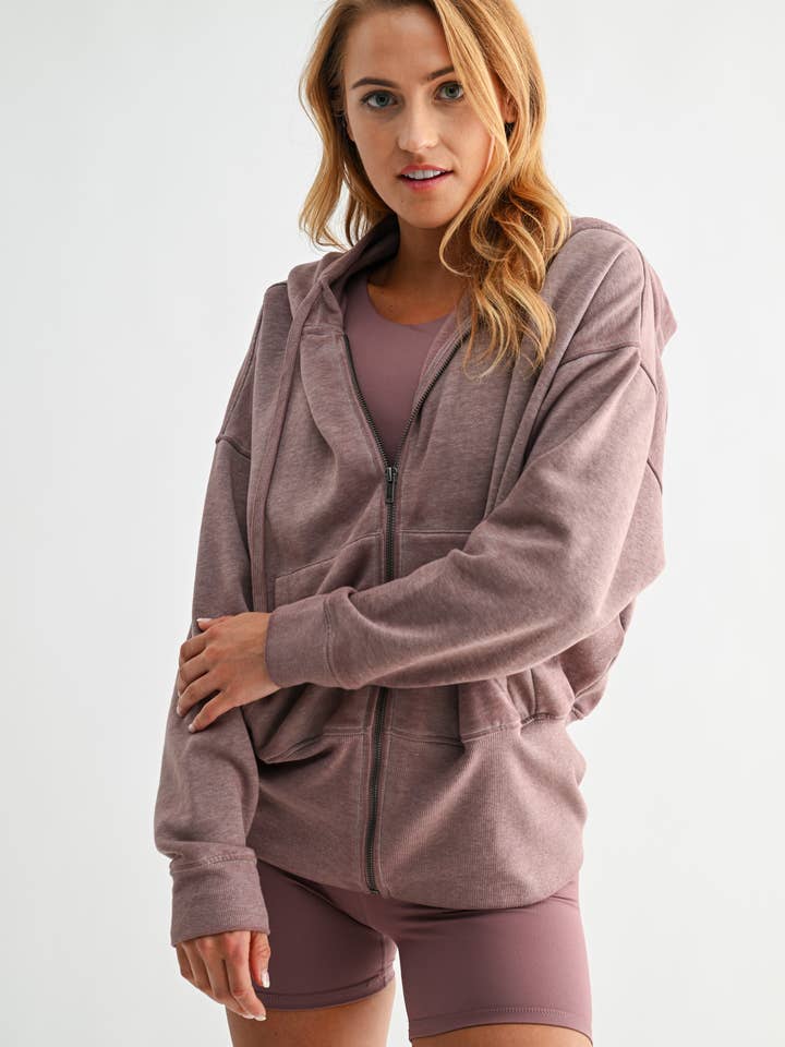 Mono B - Wholesale Hoodie - Women's - Fleece Hoodie Jacket with Tapered Sleeves30