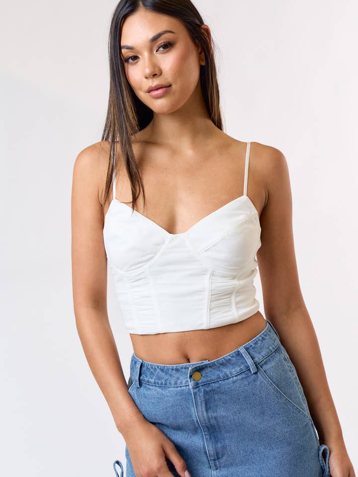 Blue Blush - Wholesale Bustier - Women's - IBT30978 MESH BUSTIER CORSET TOP