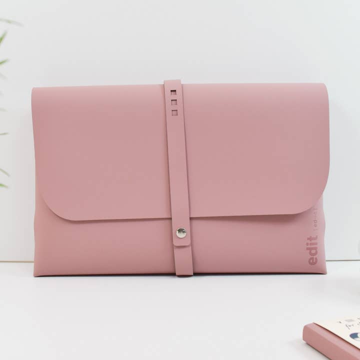 Recycled leather A4 document/tablet wallet-EDIT Powder Pink for wholesale by VENT for Change