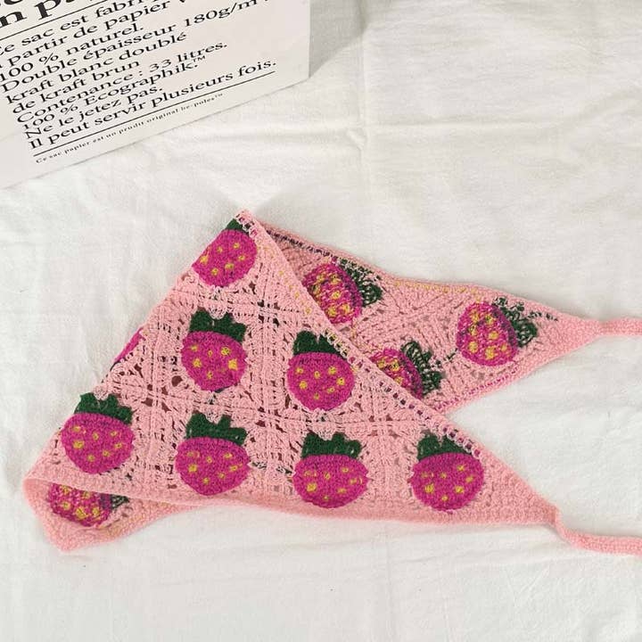 MKS America - Wholesale Bandana - Women's - Cherry Strawberry Floral checkered Crochet Bandana -56colors15
