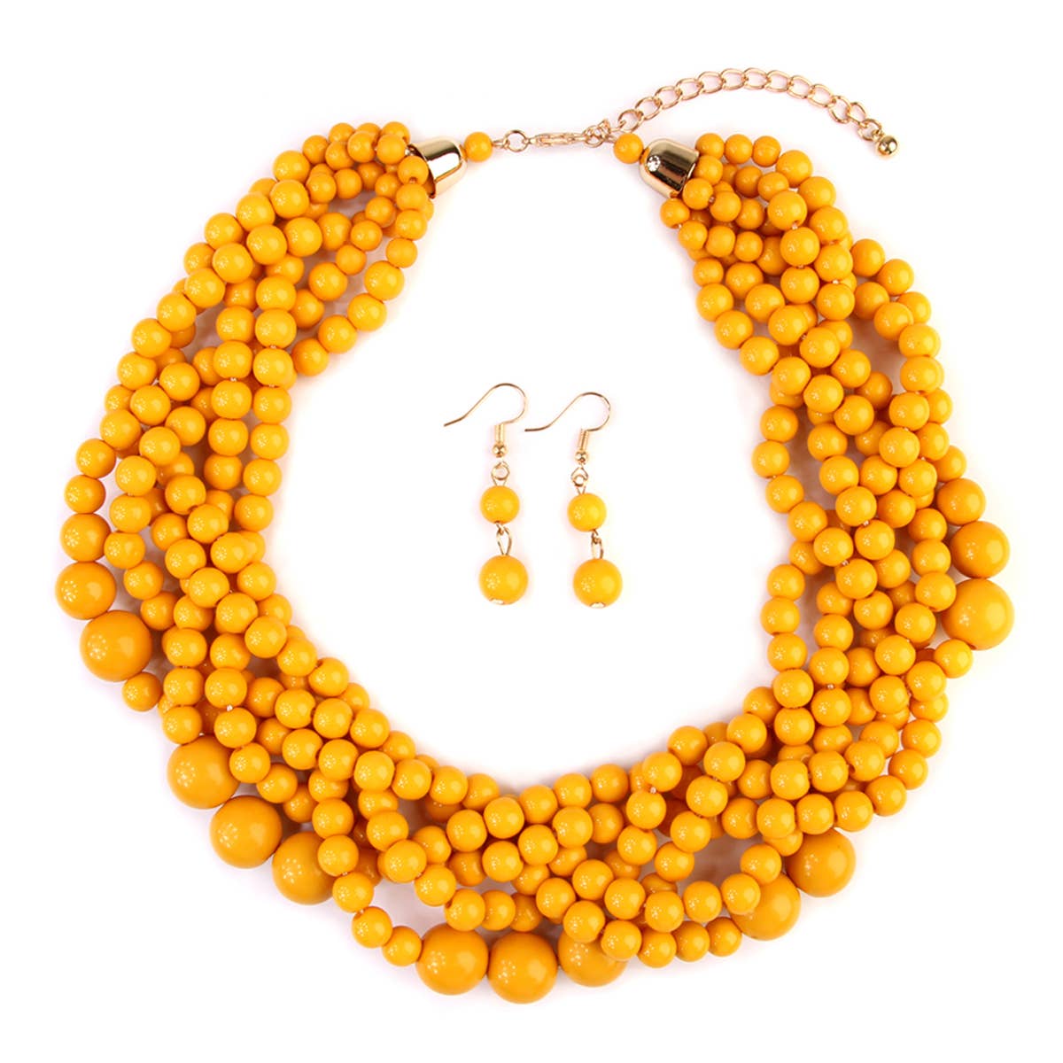 MYS Wholesale Inc - Vente Parures de bijoux - Ensemble collier ras-du-cou et boucles d'oreilles à bulles à plusieurs brins pour femmes2