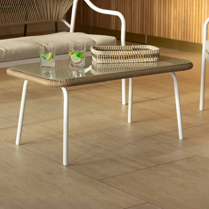 Now's Home - Wholesale Patio Set - WHITE STEEL AND SYNTHETIC RATTAN GARDEN SET SANTORINI3