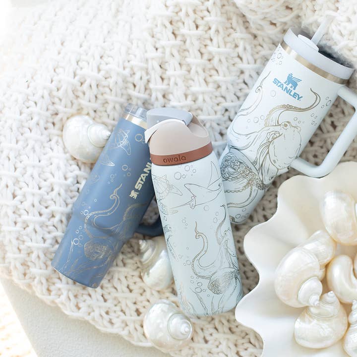 KNOTS + NOOK - Wholesale Insulated Mug/Tumbler - SEA LIFE ENGRAVED OWALA FREESIP 32OZ STAINLESS STEEL TUMBLER1