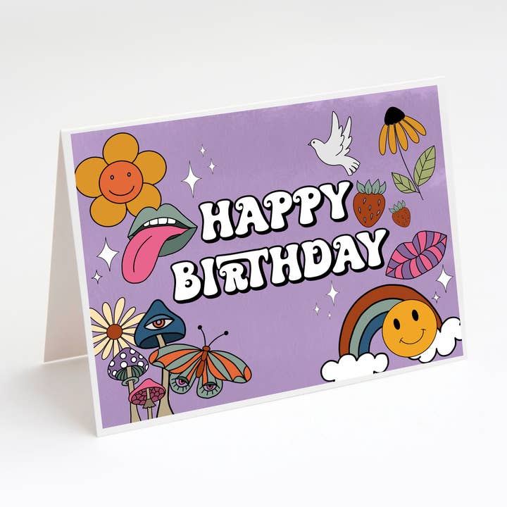 Groovy Birthday Card, Retro Colorful Birthday Card,70s style for wholesale by MJ Alleyway