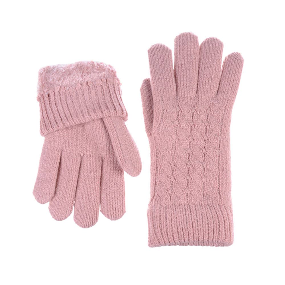 Sensibling Corp. – wholesale Gloves – Women's – 12Pairs - Faux Fur Lining Classic Cable Knit Gloves5