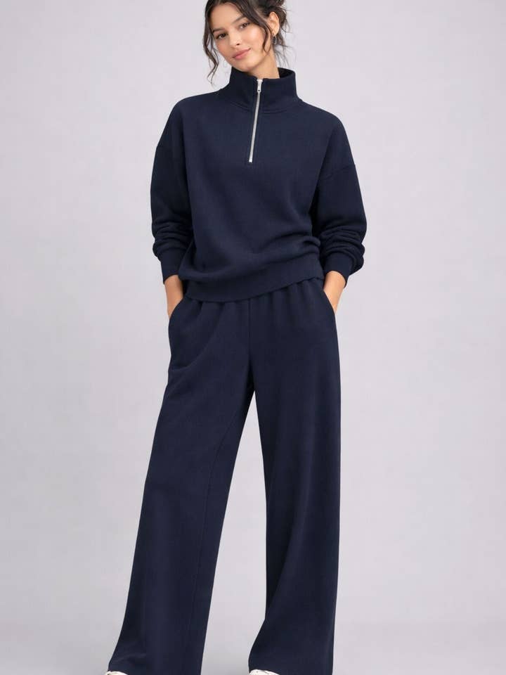 Calças de fato de treino largas Supersoft Azul Marinho Escuro por atacado de Born Nouli Activewear