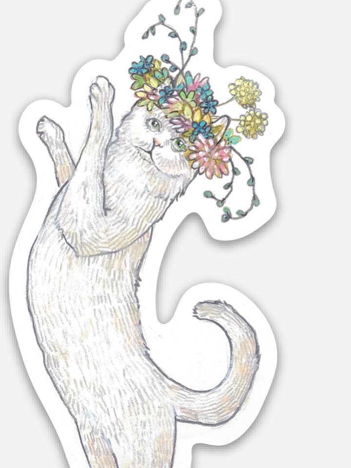 Adesivo gatto danzante (grigio) per la vendita all'ingrosso da parte di Underbrush Art