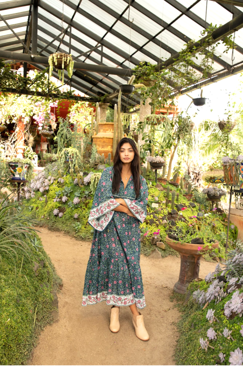 The Fox and The Mermaid - Vente Robe – femme - Robe Maxi Bohème Imprimée à Blocs (Chahna)5