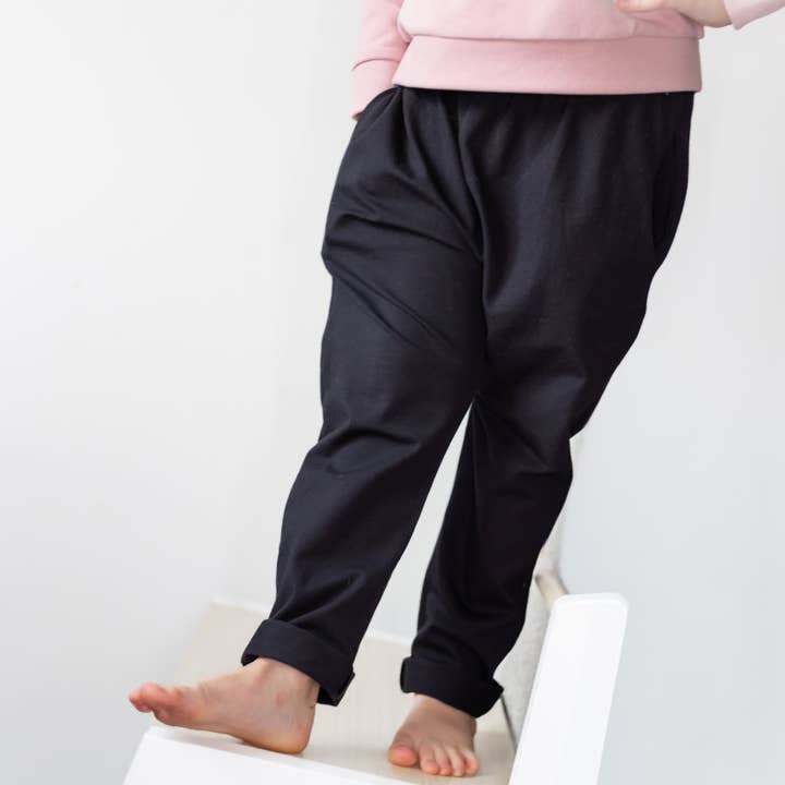 Black Luxury "Kid Fit" Trousers for wholesale by Fred & Noah