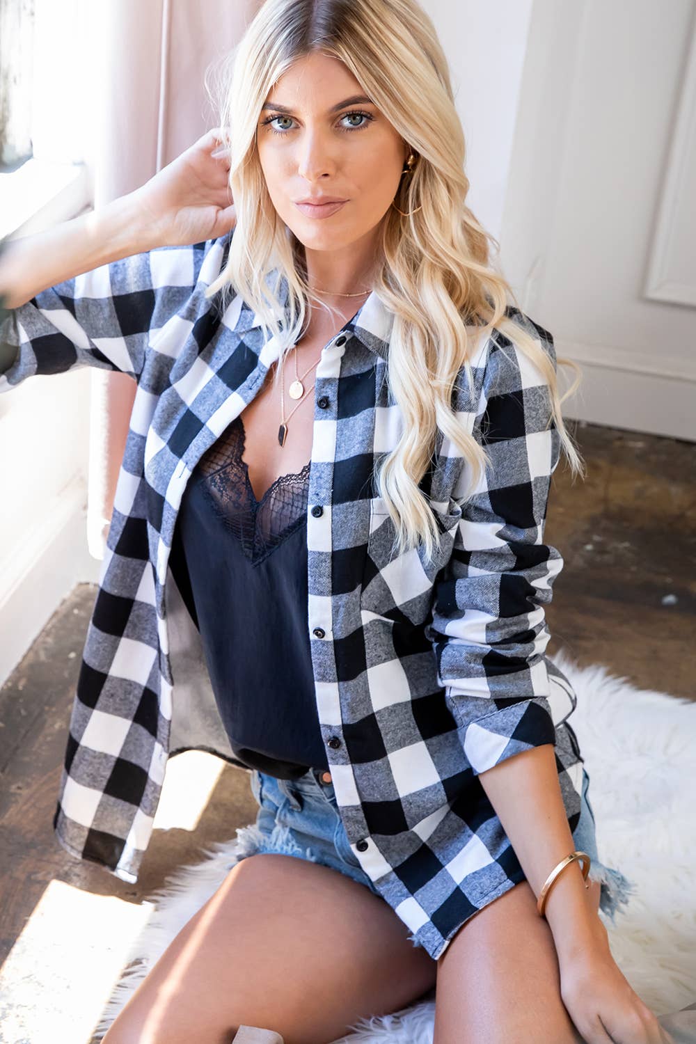 Sweet Lovely by Jen - Wholesale Button Down Shirt - Women's - SW148 PLAD SHIRT16