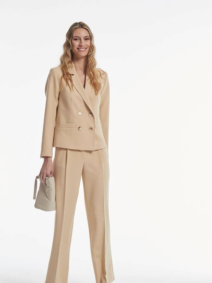 Grijze Viscose Melange Jas voor wholesale door OKY