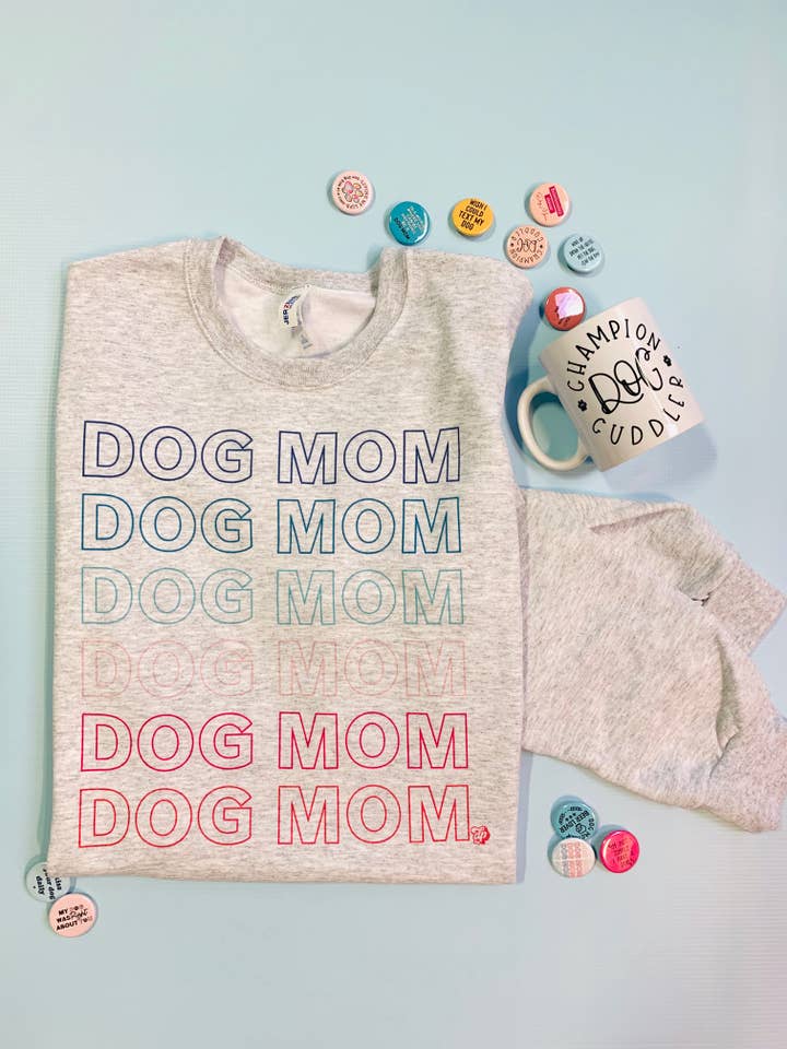 The Dapper Paw - Wholesale Graphic Sweatshirt - Women's - Rainbow Dog Mom Sweatshirt | DP1042-DTG-SS
