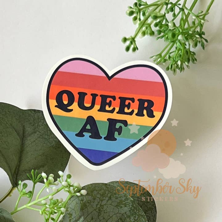 Queer AF | Waterproof Sticker | Hydro Sticker | Water Bottle for wholesale by September Sky Stickers