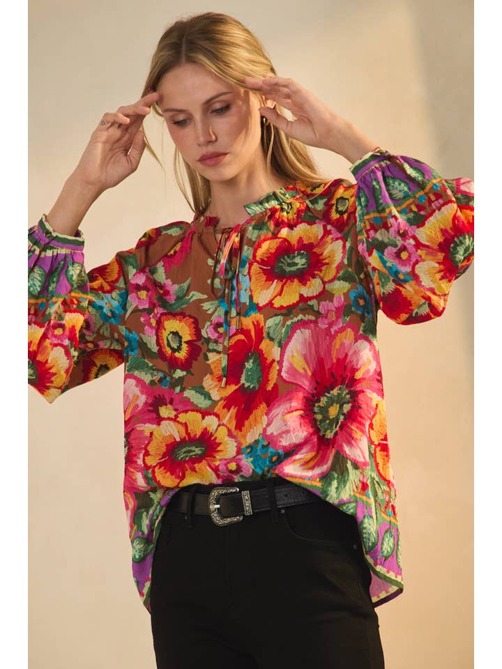 Oddi - Wholesale Blouse - Women's - Floral Border Printed Blouse8