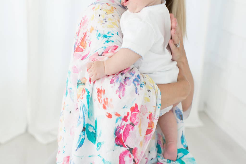 Stroller Society - Wholesale Swaddle - Baby - Baby Blankets Bamboo and Organic Cotton Muslin Flora3