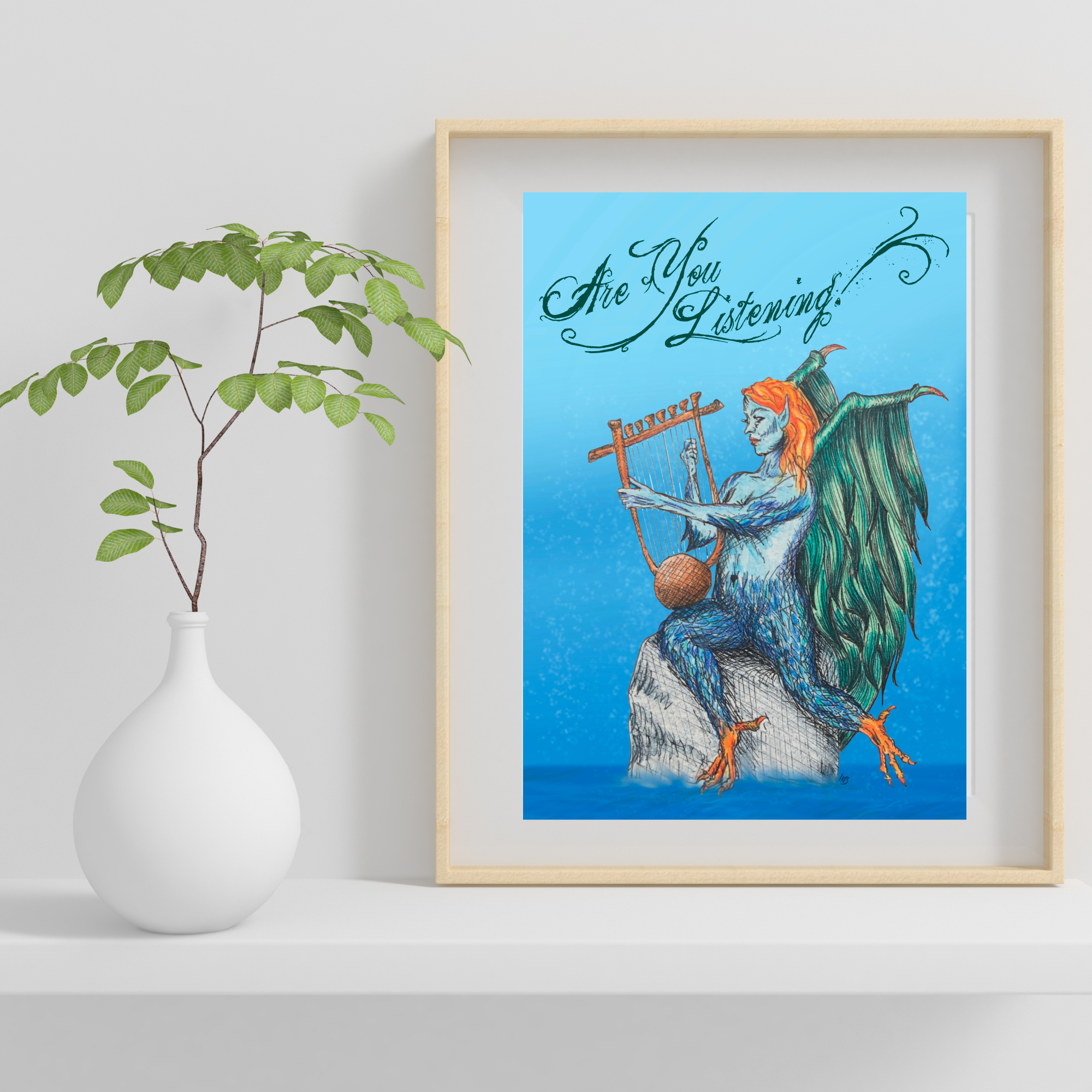 Hannah Kate Makes - Wholesale Art Print - Are You Listening? Art Print - Siren Harpy Greek Mythology8