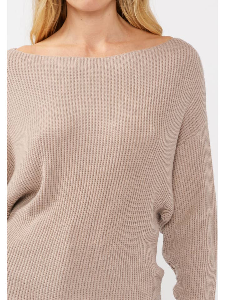 Lovestitch - Wholesale Knit Sweater - Women's - Long Sleeve Waffle Knit Pullover Sweater57